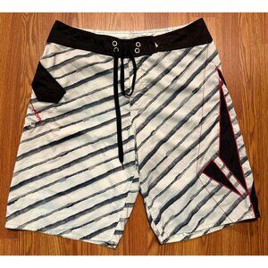 Volcom Board Shorts Mens 34 12" Beach Swim Trunks Striped Big Logo